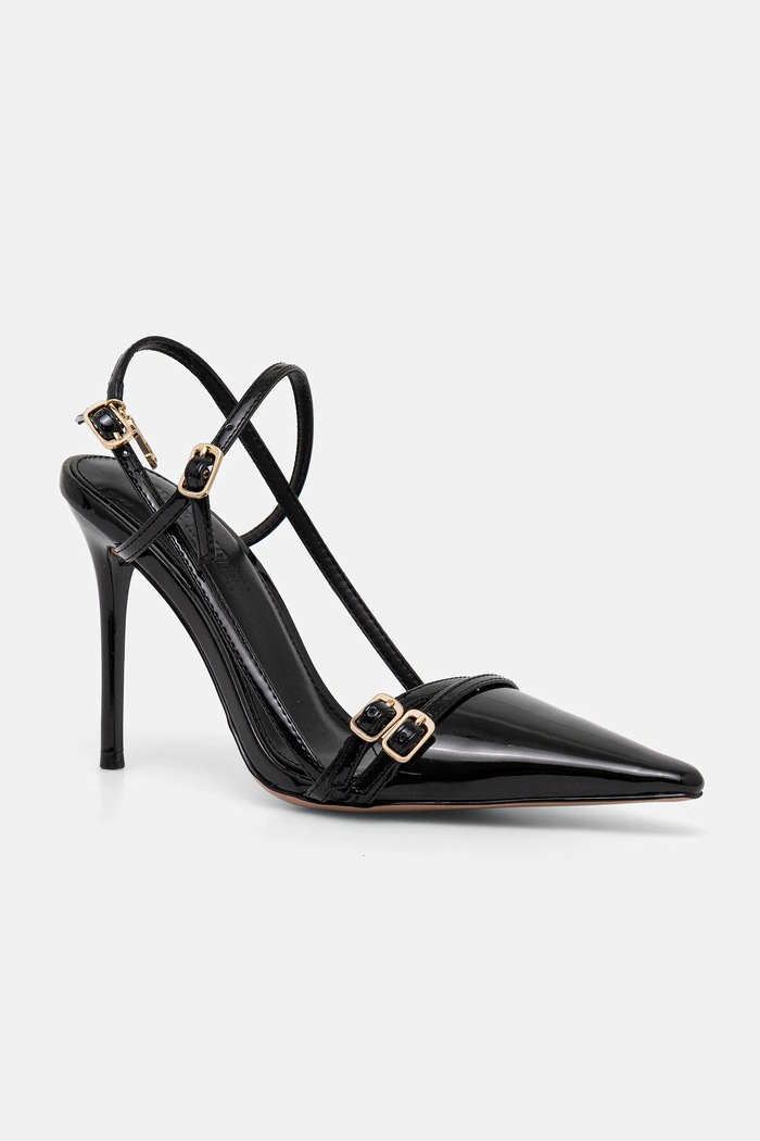 Usnjene visoke pete Steve Madden Deagan Zrnato usnje črna 11003884.018