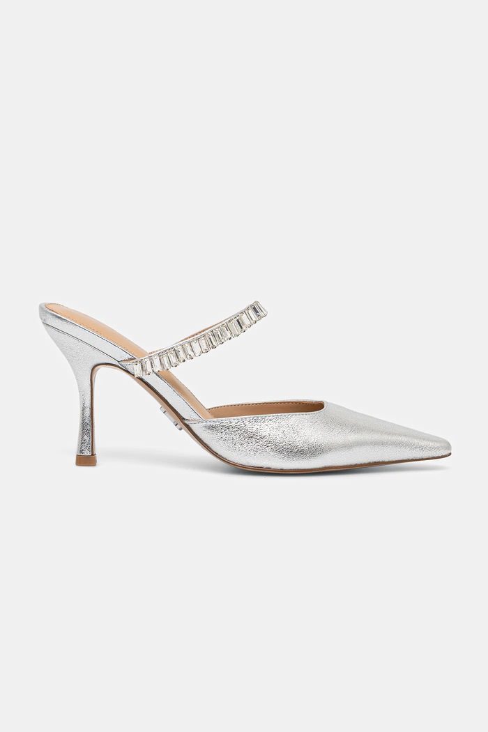 Kožené pantofle Steve Madden Brecki-R 11003897.047 stříbrná AW25