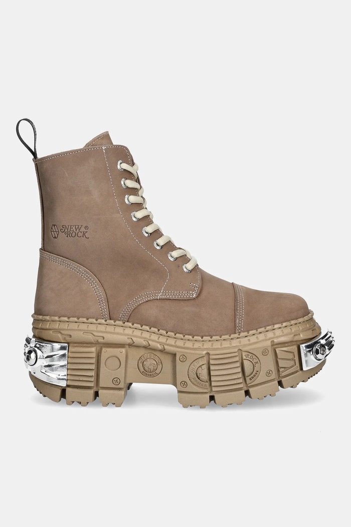Μποτάκια από δέρμα nubuck New Rock SOFTY SARARI M.WALL083C.C18 καφέ AW25
