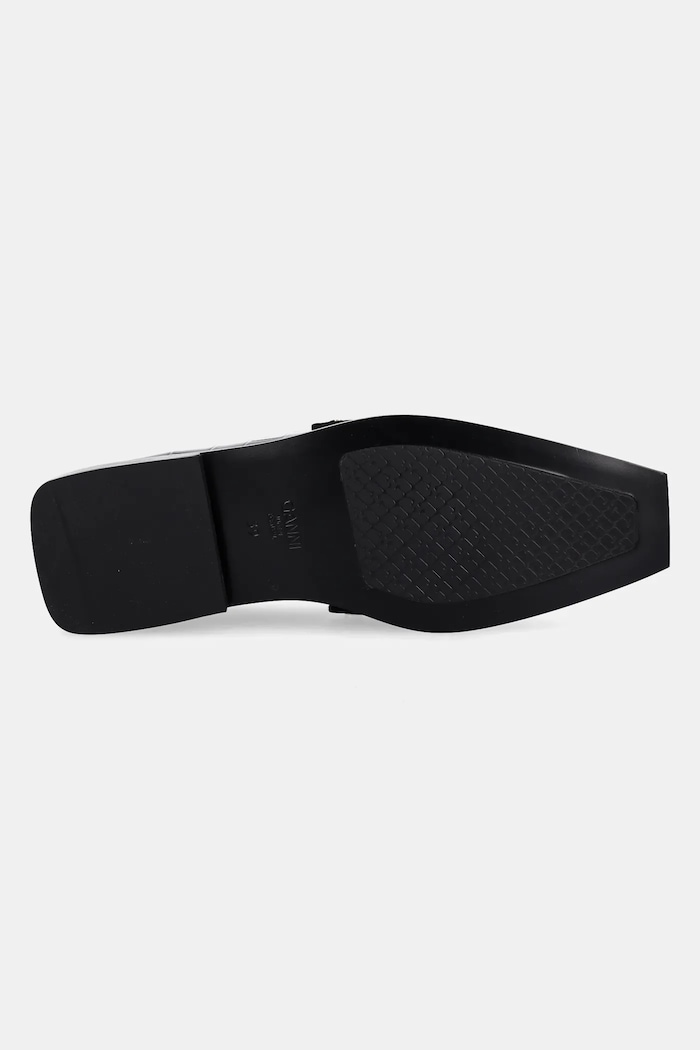 Mokasíny GANNI Studs Square Toe Loafer Shiny Croco S3014 černá