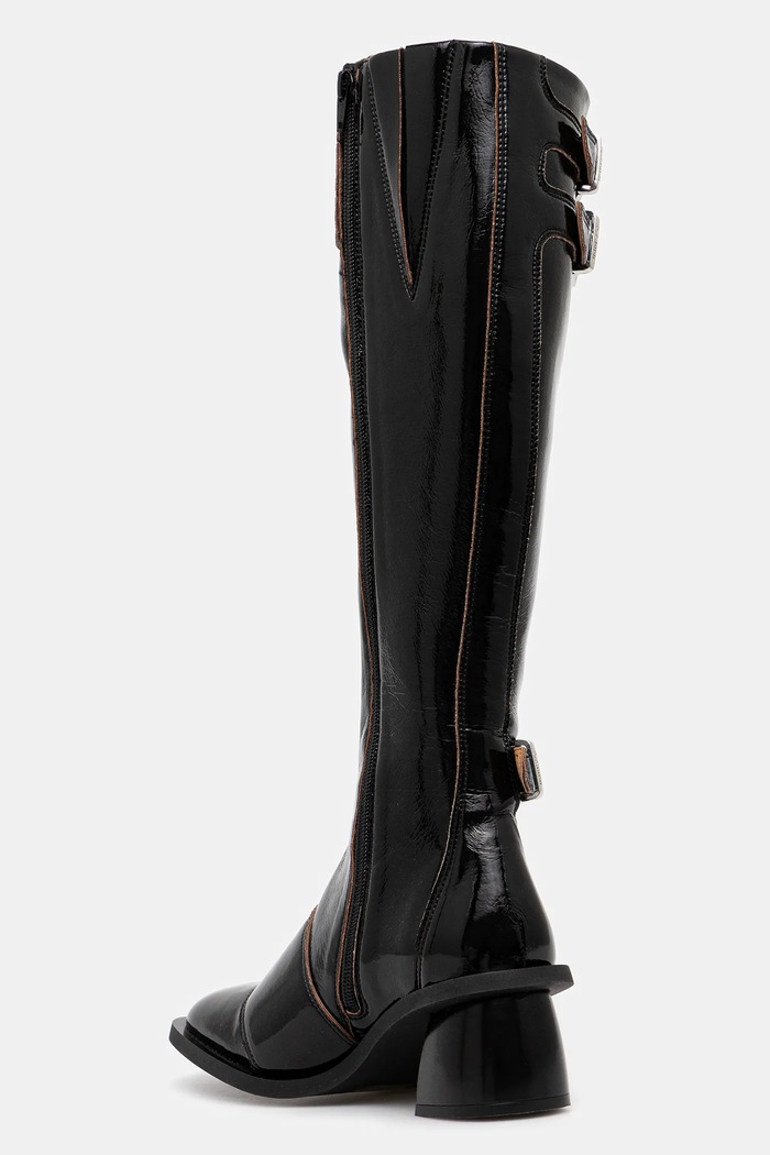 Обувки Ботуши GANNI Feminine Buckle High Boot Naplack S2740 черен