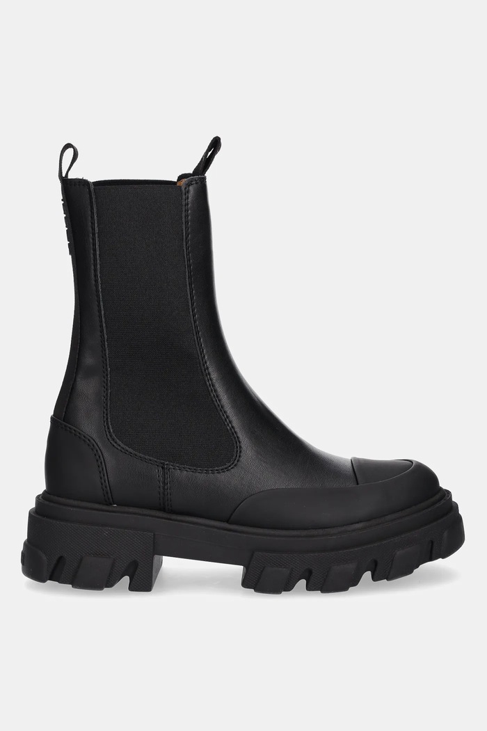 GANNI sztyblety Cleated Low Chelsea Boot S3238 czarny AW25