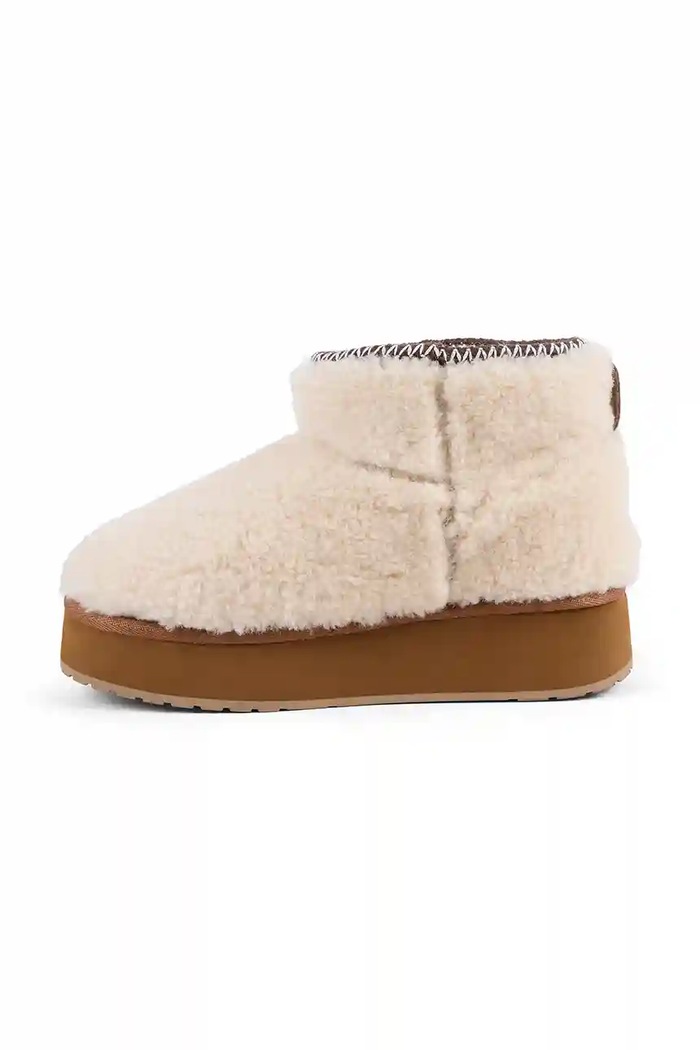 Vlněné boty do sněhu Emu Australia Stinger Micro Flatform Teddy béžová W13187.NATU