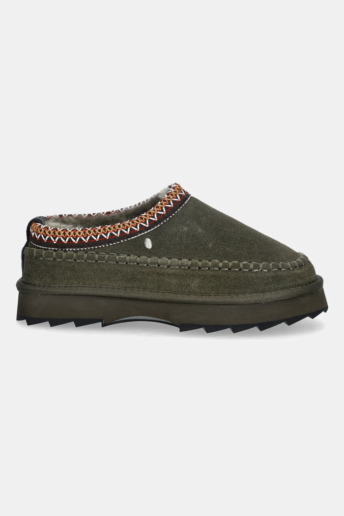 Semišové papuče Emu Australia Sharky Adventure Scuff zelená W13239.OLID