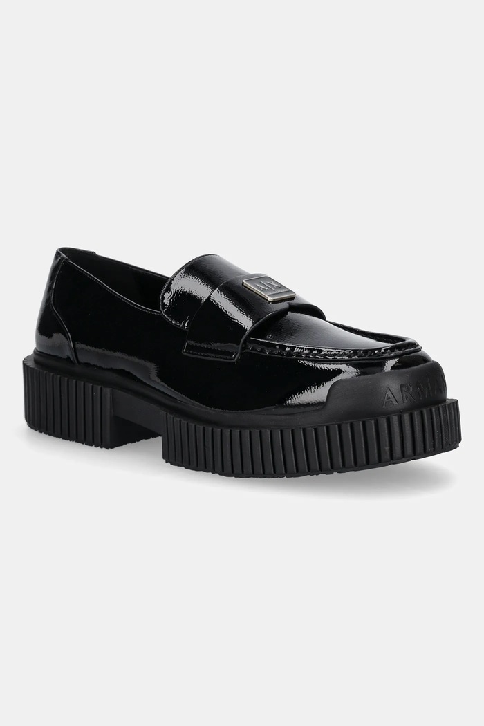 Armani Exchange mokasyny imitacja skóry lakierowanej czarny XW001672.AF17478.UC001