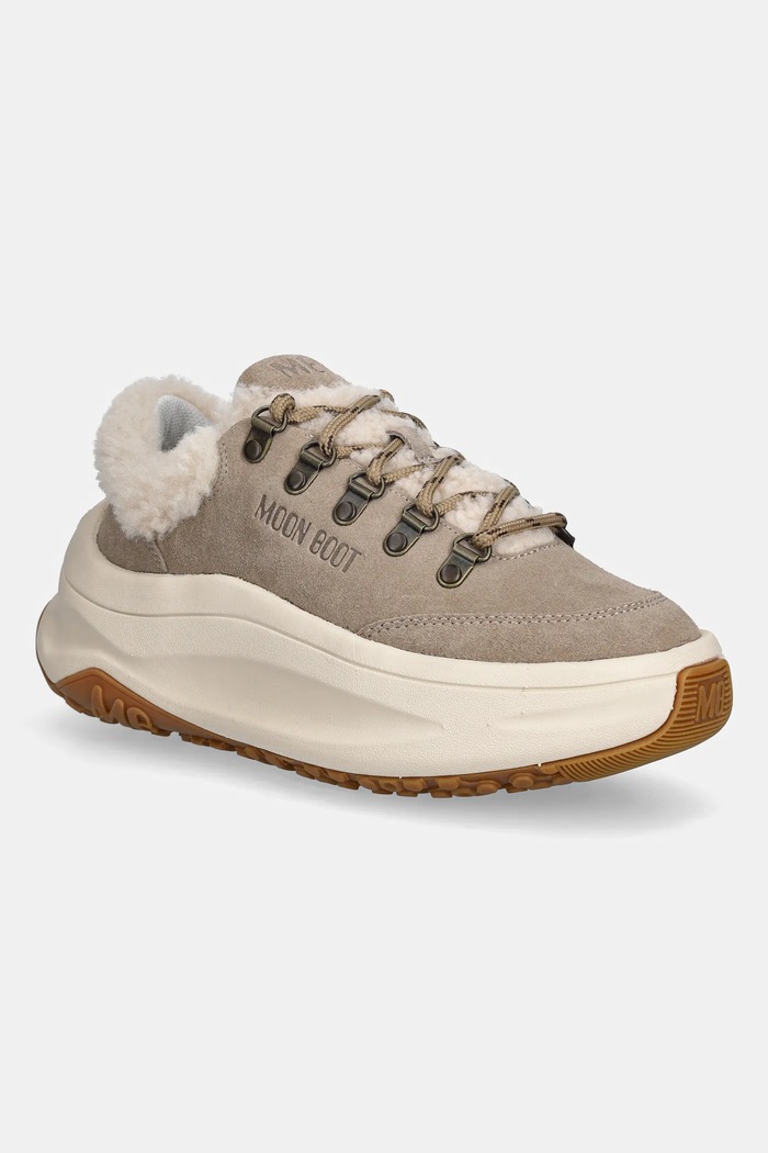 Moon Boot sneakers in camoscio MB MOON247 CITY SHEARLING platform beige 80D2490040.L003