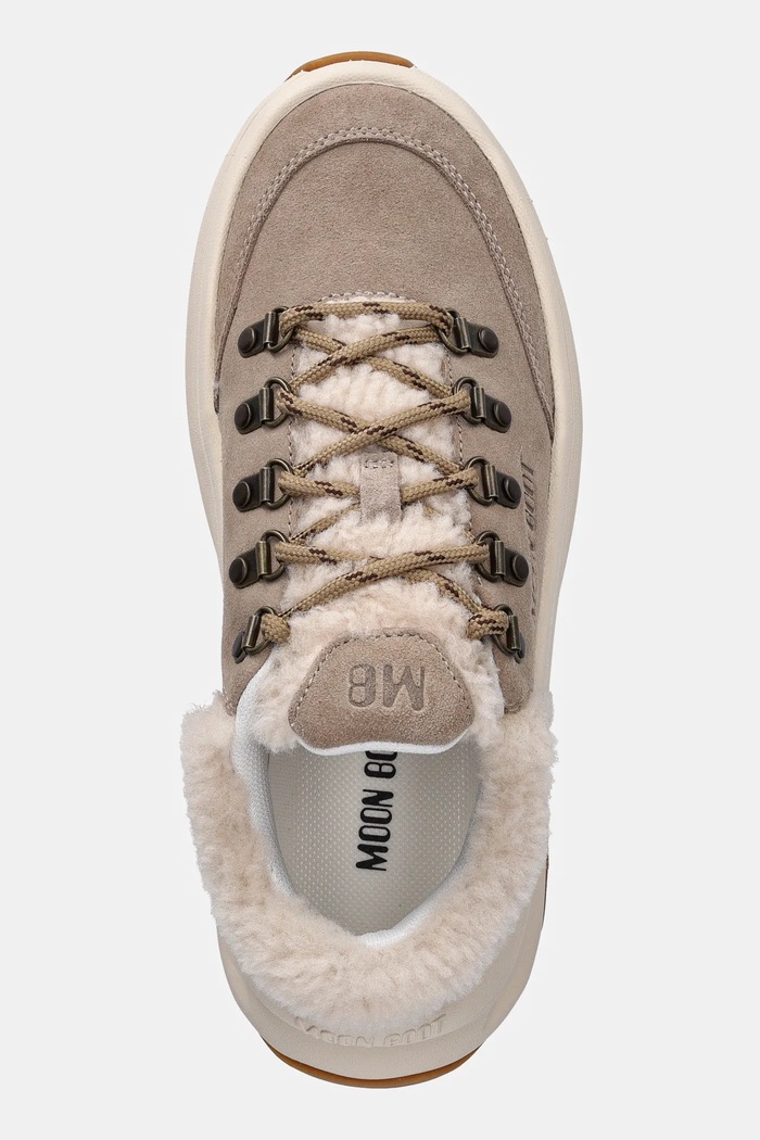 Moon Boot sneakers in camoscio MB MOON247 CITY SHEARLING beige 80D2490040.L003