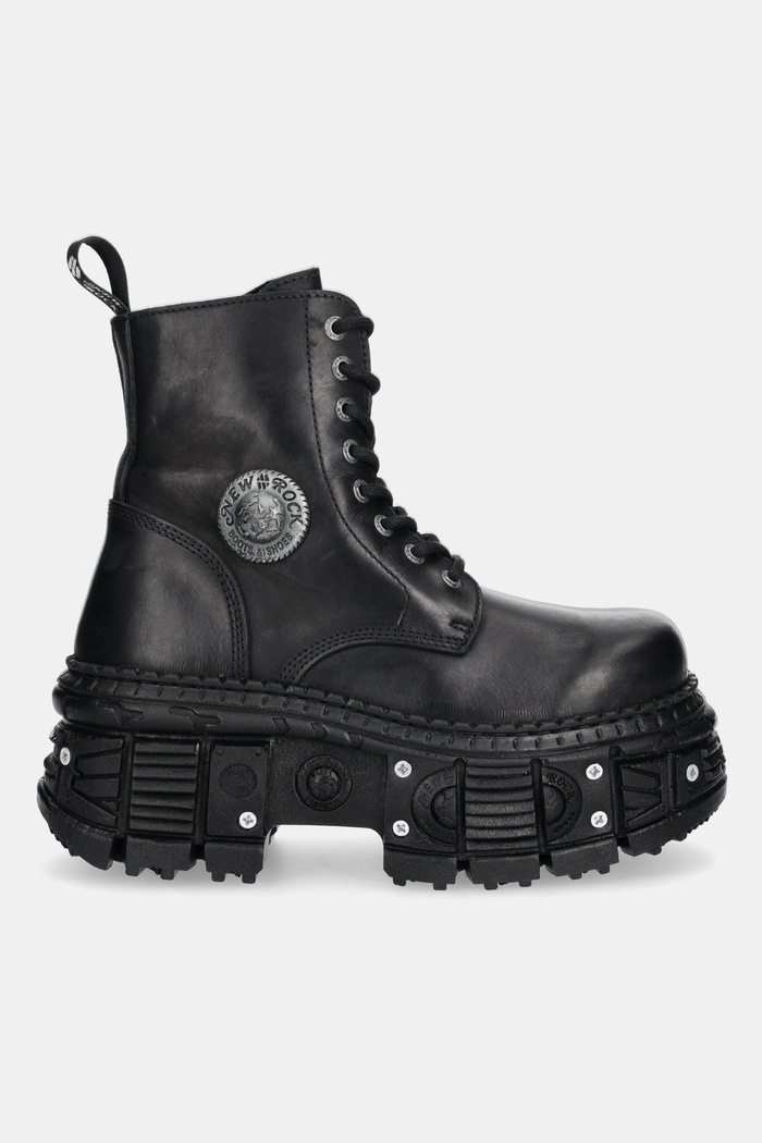 New Rock workery skórzane ITALI NEGRO GRUESO, TANK CASCO NEGRO TORNILLOS M.OVERZTANK001.C1 czarny AW25