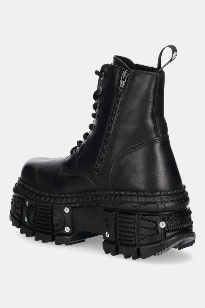 Obutev Usnjeni nizki škornji New Rock ITALI NEGRO GRUESO, TANK CASCO NEGRO TORNILLOS M.OVERZTANK001.C1 črna