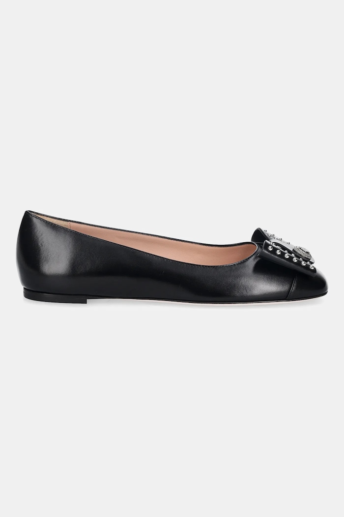 Bally baleriny skórzane B-BOW-STUDS WA051X.VT021.U901 czarny AW25