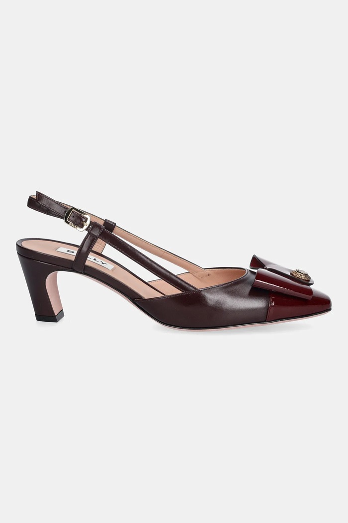 Bally czółenka skórzane BILYANA-LB 55 WP5523.VT597.U3A4 bordowy AW25