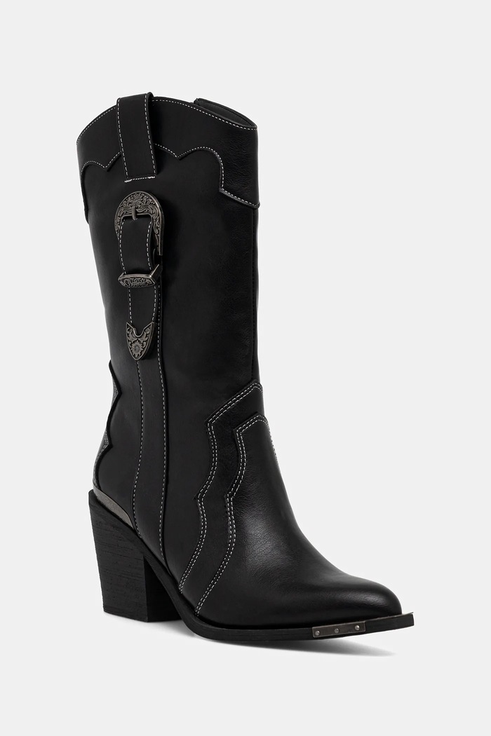Buffalo cizme West Bootie Buckle pana la 5 cm negru 1221052