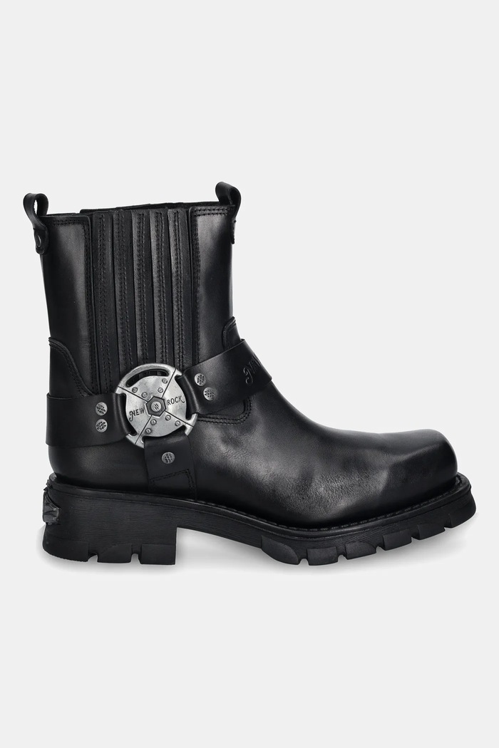 New Rock ghete chelsea de piele Itali Negro, Motorcycle Negro M.7605.S1 negru AW25