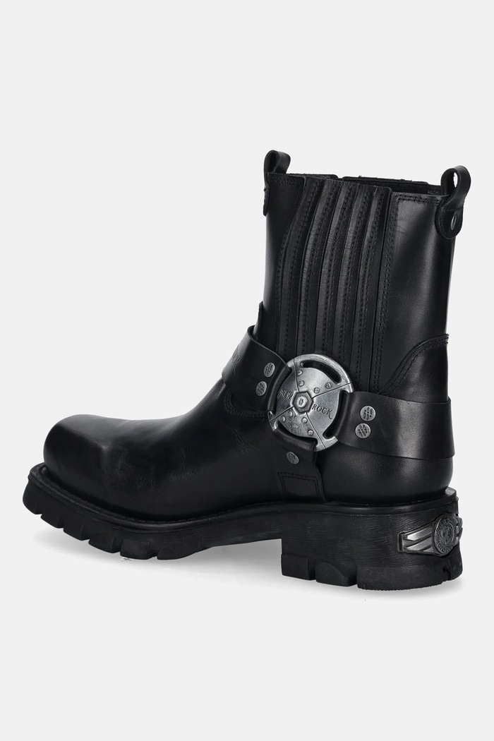 Încălțăminte New Rock ghete chelsea de piele Itali Negro, Motorcycle Negro M.7605.S1 negru