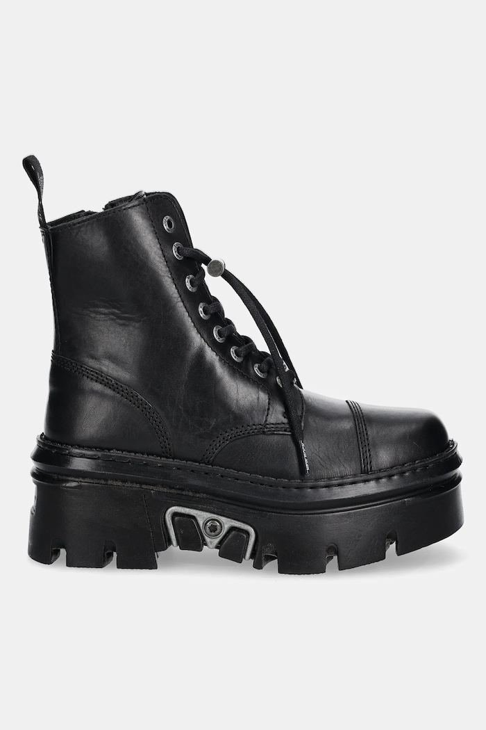 Kožené workery New Rock Crust Negro, Reactor Negro E14 Casco Con Lateral M.WALL083CCT.S11 černá AW25