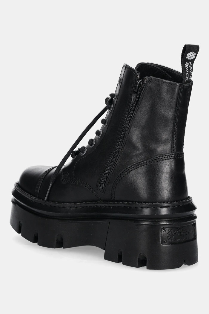 Boty Kožené workery New Rock Crust Negro, Reactor Negro E14 Casco Con Lateral M.WALL083CCT.S11 černá