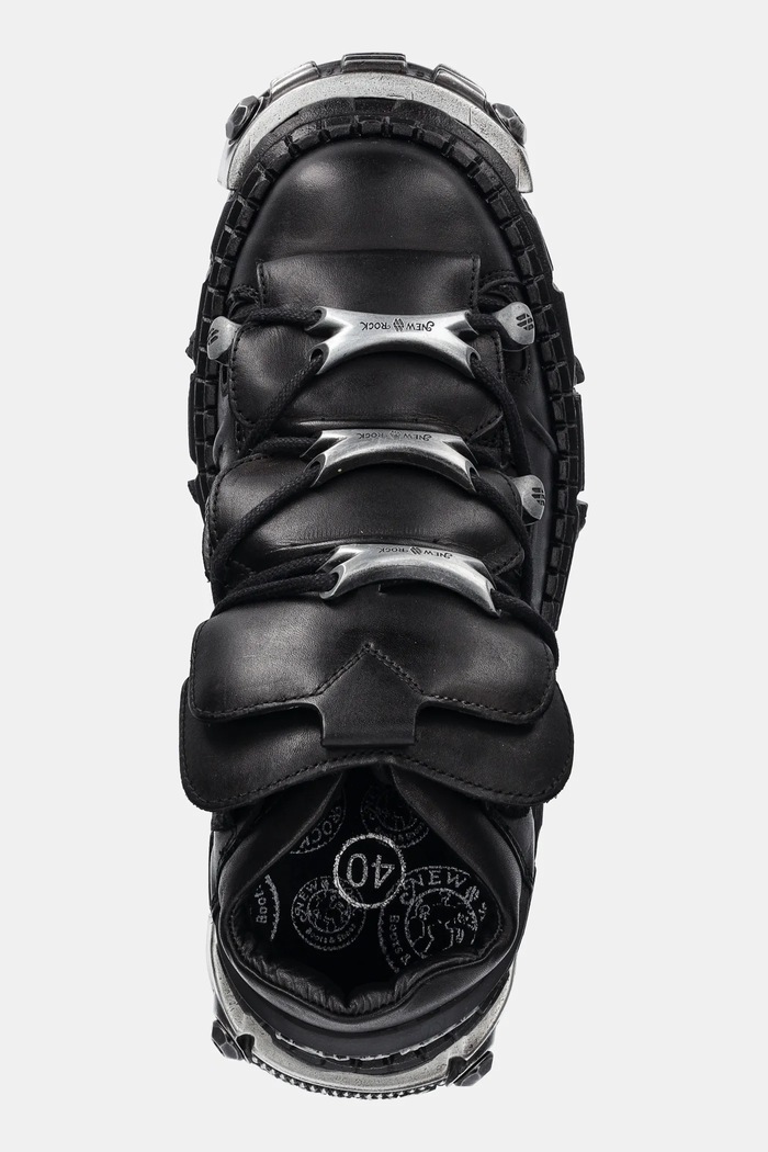 Δερμάτινα sneakers New Rock Crust Negro, Tank Casco Negro Power μαύρο M.WALL106.S10