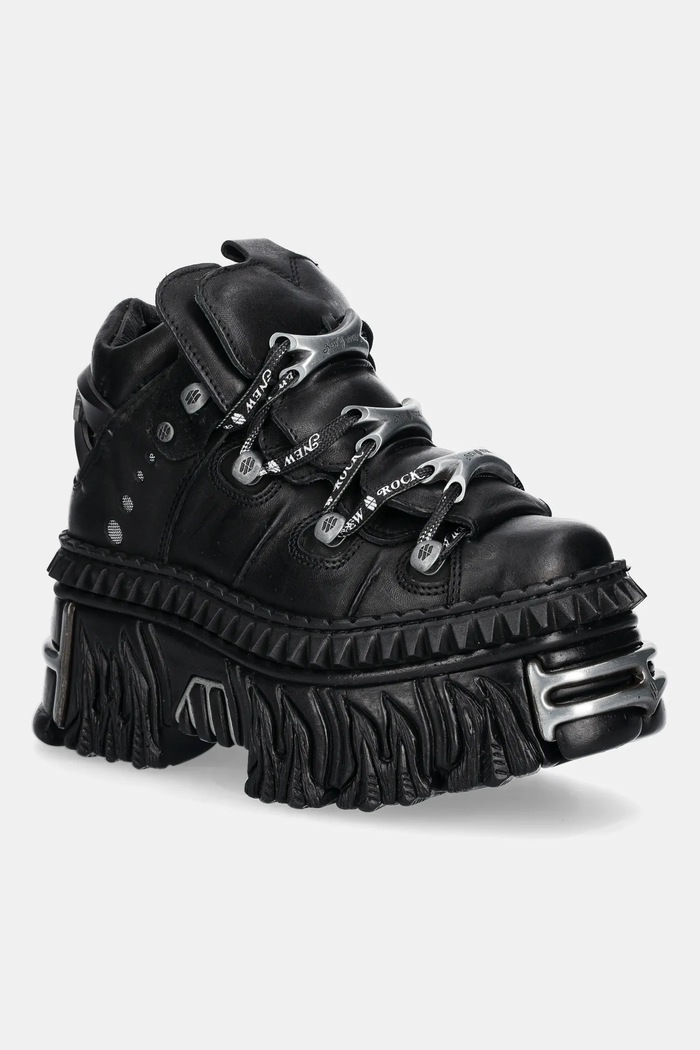Δερμάτινα sneakers New Rock πλατφόρμα μαύρο M.WALL106.S30