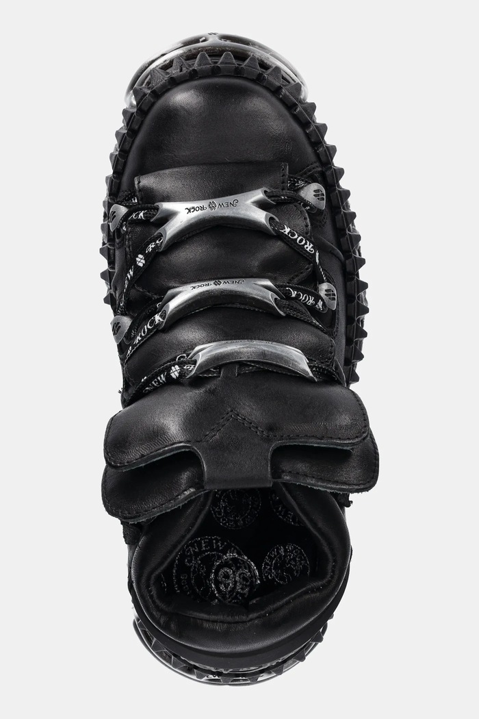 Δερμάτινα sneakers New Rock μαύρο M.WALL106.S30