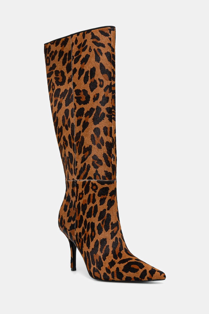 Guess bőr csizma GRESSAY tűsarok barna FLFGSS.LEA11.LEOPA