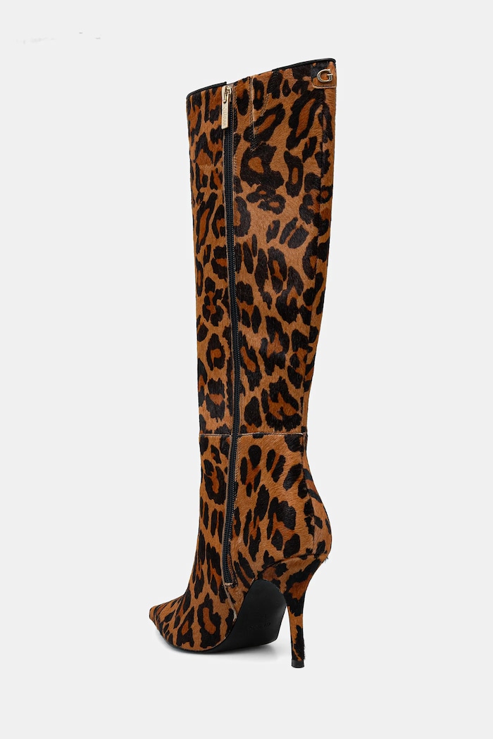 Cipők Guess bőr csizma GRESSAY FLFGSS.LEA11.LEOPA barna