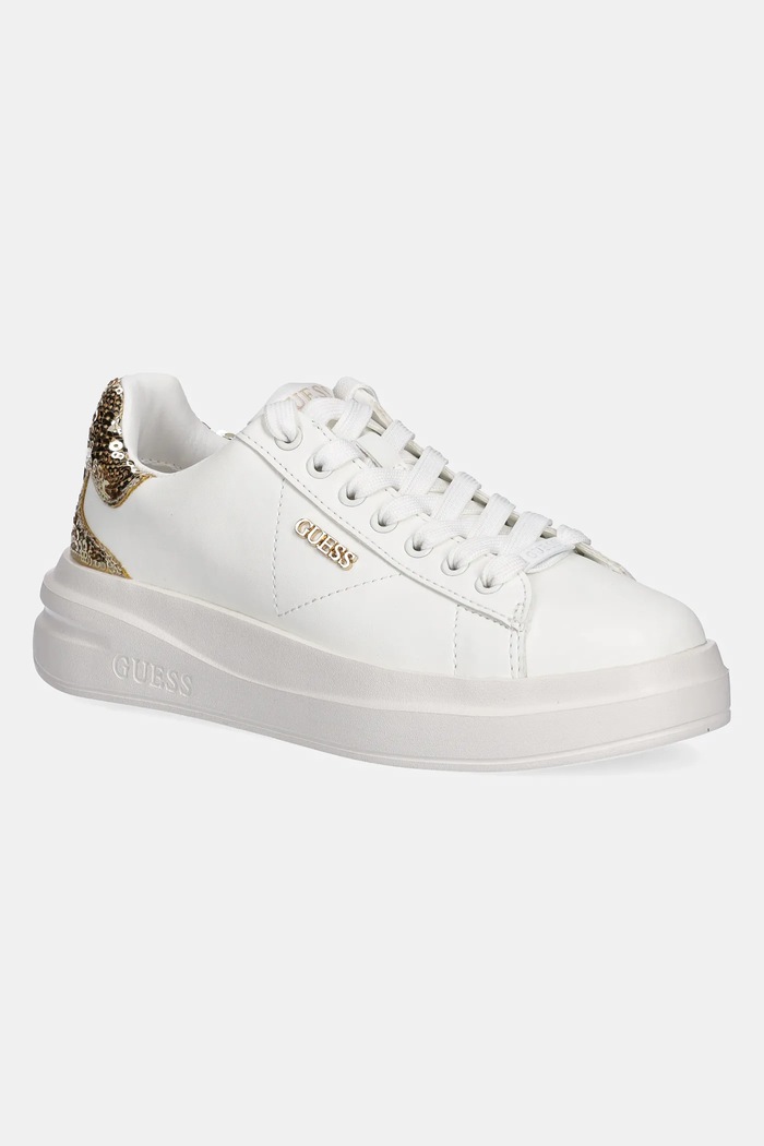 Guess sneakersy skórzane ELBINA10 tekstylny biały FLFE10.ELE12.WHIGO