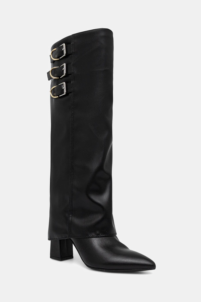 Vysoké čižmy Guess GARICA usňová koža čierna FLFGAR.ELE11.BLACK