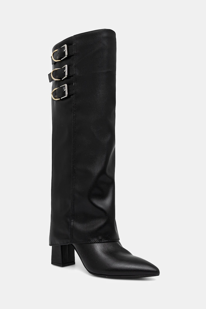 Vysoké čižmy Guess GARICA usňová koža čierna FLFGAR.ELE11.BLACK