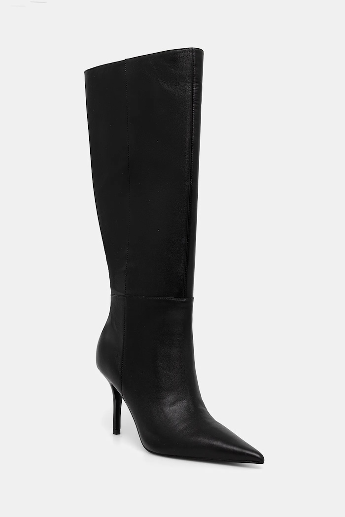Guess bőr csizma GRESSA tűsarok fekete FLFGRS.LEA11.BLACK