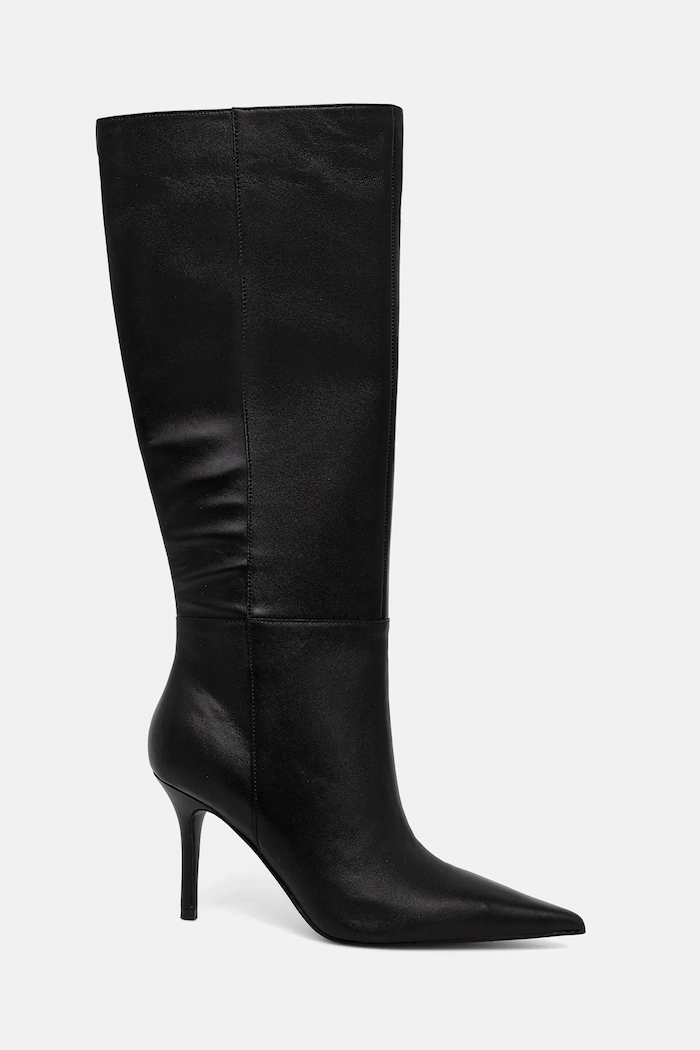 Guess bőr csizma GRESSA FLFGRS.LEA11.BLACK fekete AW25