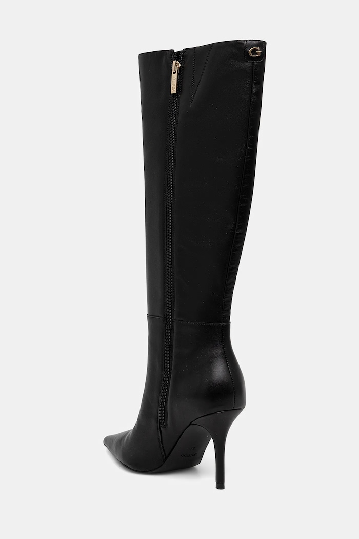 Cipők Guess bőr csizma GRESSA FLFGRS.LEA11.BLACK fekete
