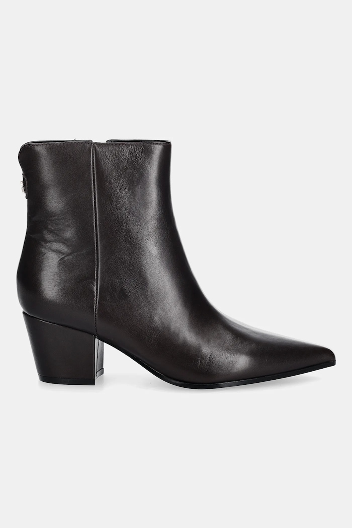 Kožené členkové topánky Guess HALISA FLFHAL.LEA10.BROWN hnedá AW25
