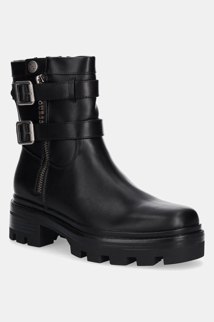 Členkové topánky Guess LYNDEN plochý čierna FLFLYN.ELE10.BLACK