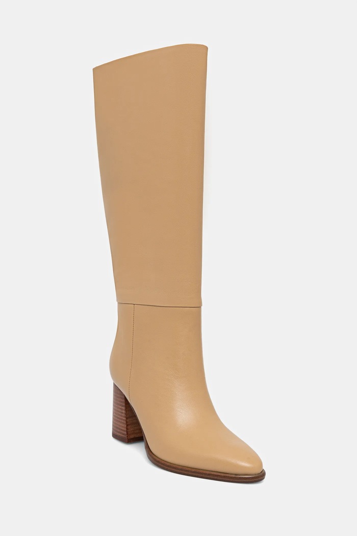 Guess bőr csizma PERINNA magas bézs FLFPER.LEA11.BEIGE