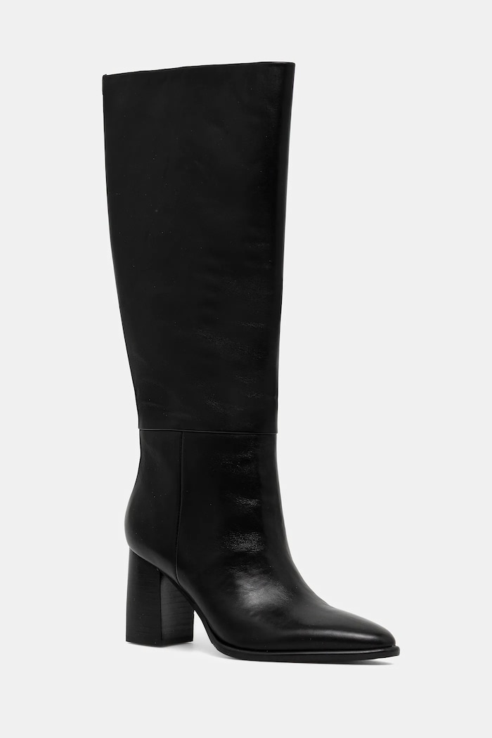 Guess kozaki skórzane PERINNA słupek czarny FLFPER.LEA11.BLACK