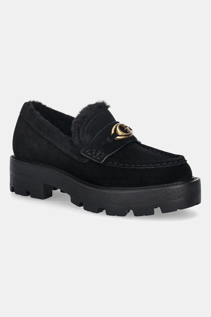 Semišové mokasíny Guess YANIKAY semišová koža čierna FLFYKY.SUE14.BLKBL