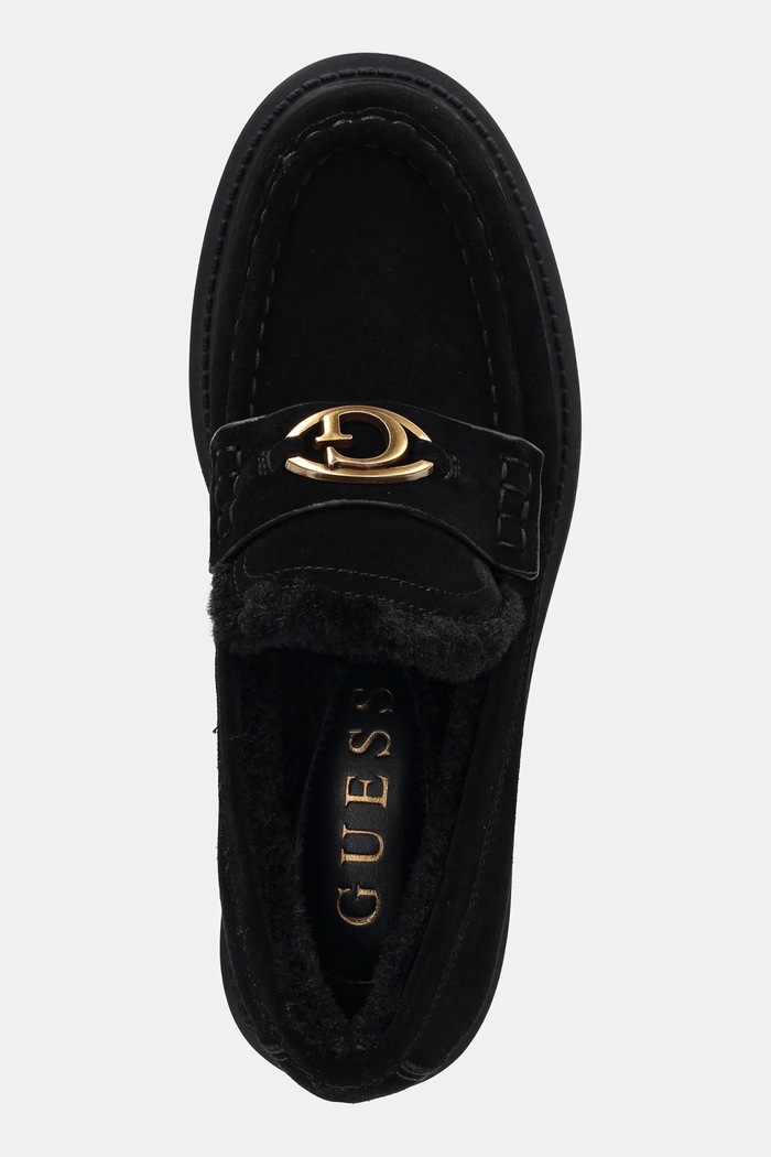Semišové mokasíny Guess YANIKAY čierna FLFYKY.SUE14.BLKBL