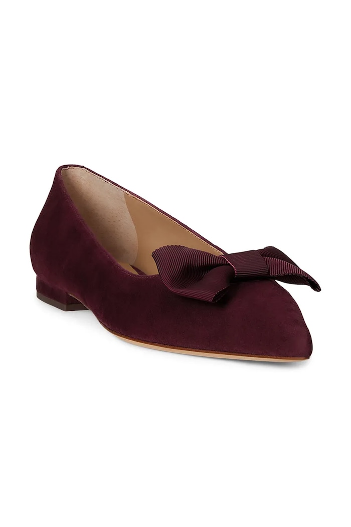 Balerinke iz semiša Lauren Ralph Lauren Londyn Bow 802955323004.600 rdeča AW25