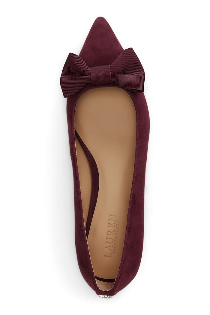 Obutev Balerinke iz semiša Lauren Ralph Lauren Londyn Bow 802955323004.600 rdeča