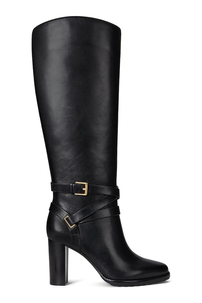 Кожаные сапоги Lauren Ralph Lauren Cllns Tl Hl без утепления чёрный 802967777001.001