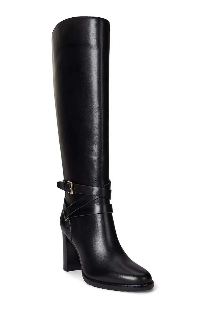 Кожаные сапоги Lauren Ralph Lauren Cllns Tl Hl 802967777001.001 чёрный AW25