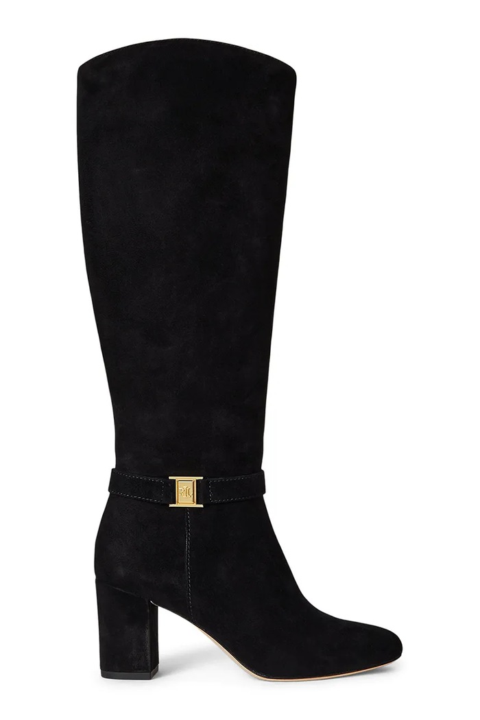 Lauren Ralph Lauren csizma velúrból Kellie Tl Hl magas fekete 802967843001.001