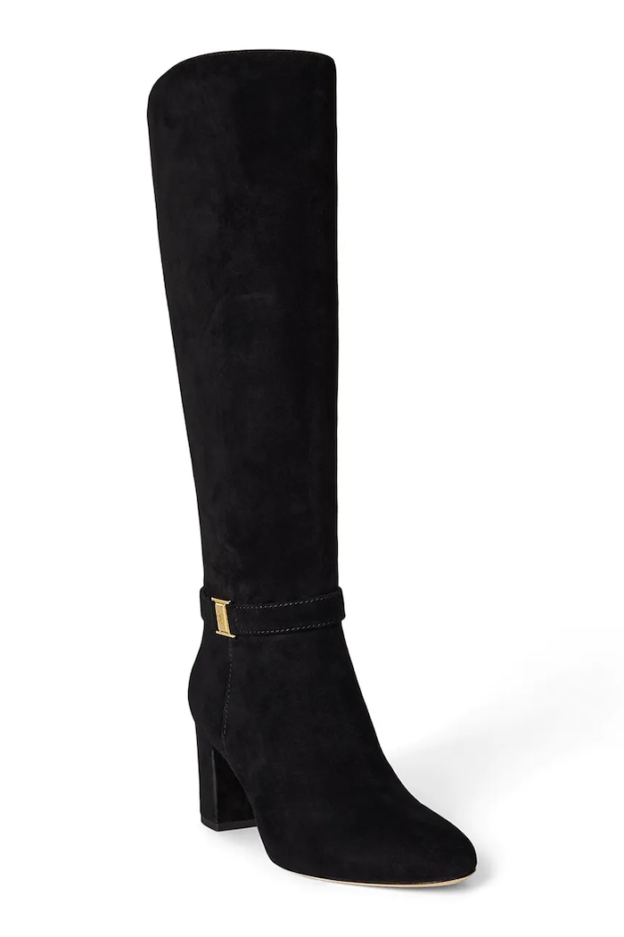 Lauren Ralph Lauren stivali in pelle scamosciata Kellie Tl Hl 802967843001.001 nero AW25