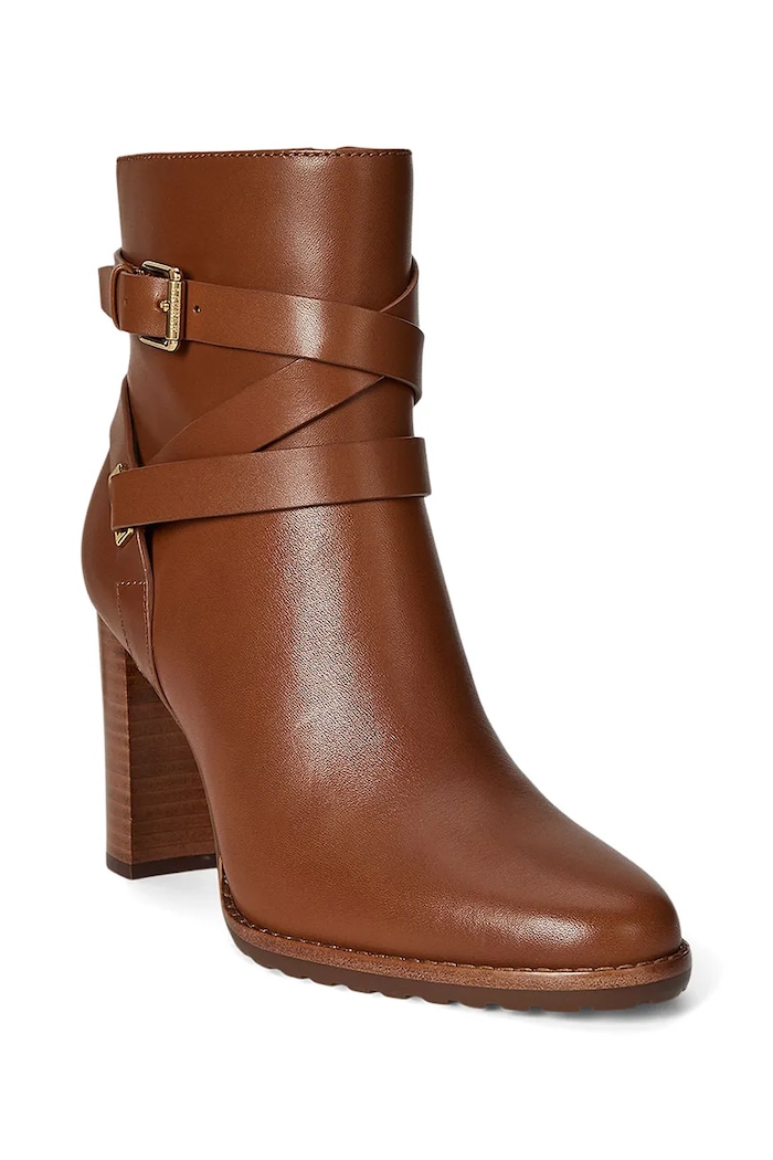 Kožené členkové topánky Lauren Ralph Lauren Cllns Bt Hl 802974385001.200 hnedá AW25