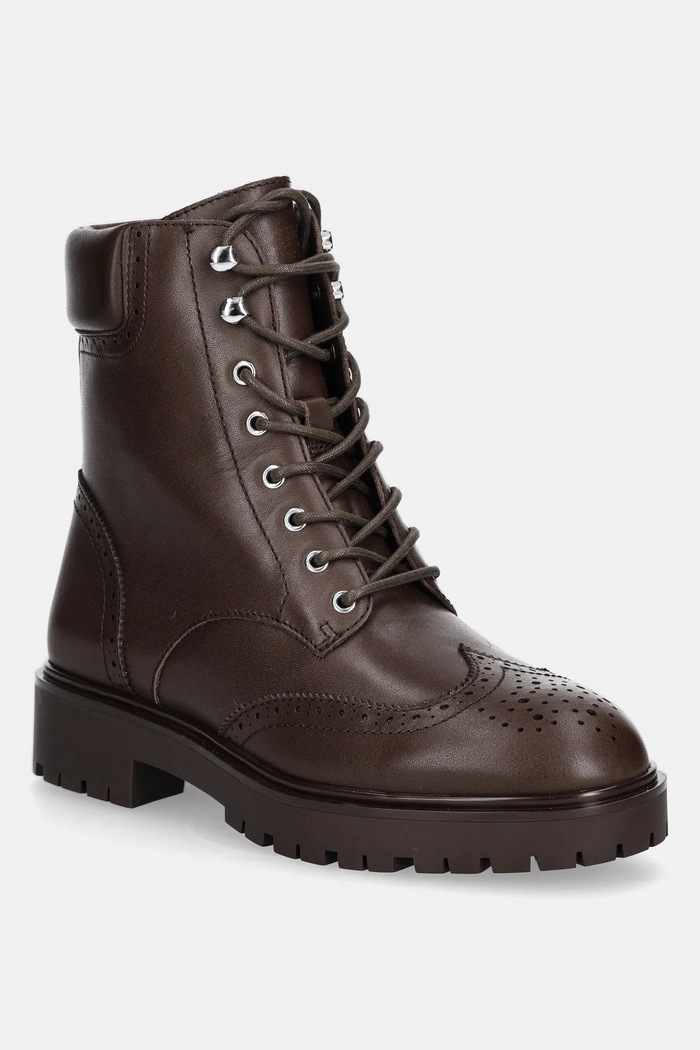 Δερμάτινες μπότες Lauren Ralph Lauren Alysn Lup Pr φλατ καφέ 802977885002.200