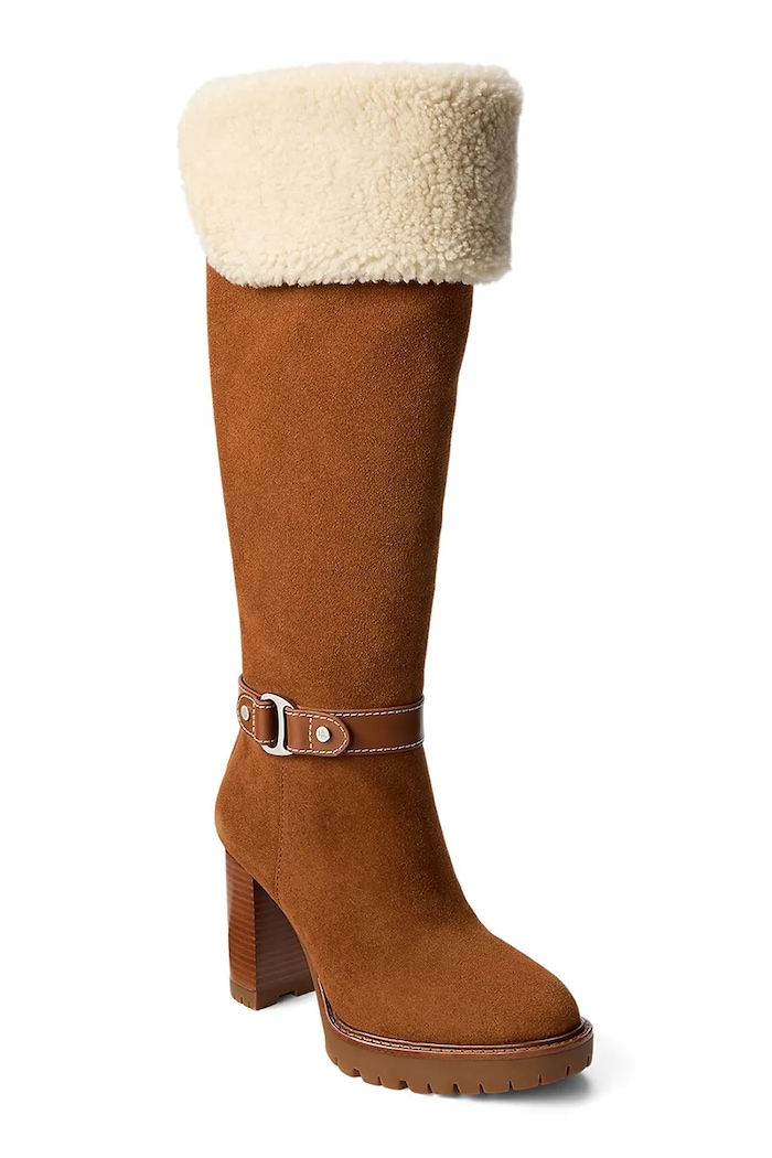 Lauren Ralph Lauren cizme din piele întoarsă Tasha Tl Hl 802977893002.200 maro AW25