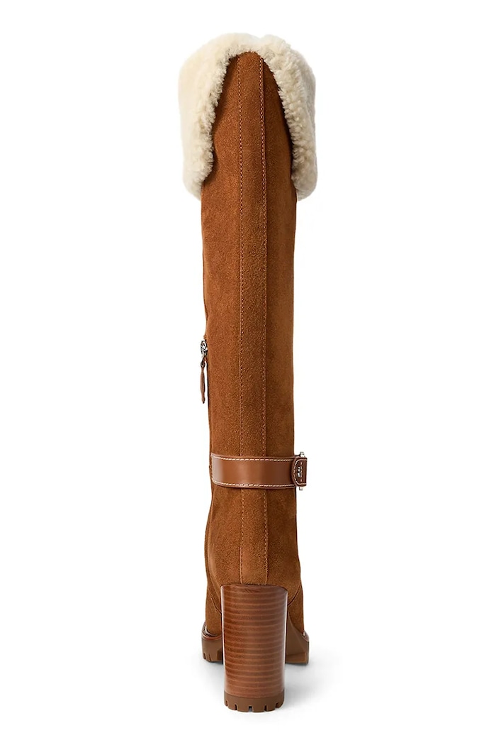 Încălțăminte Lauren Ralph Lauren cizme din piele întoarsă Tasha Tl Hl 802977893002.200 maro