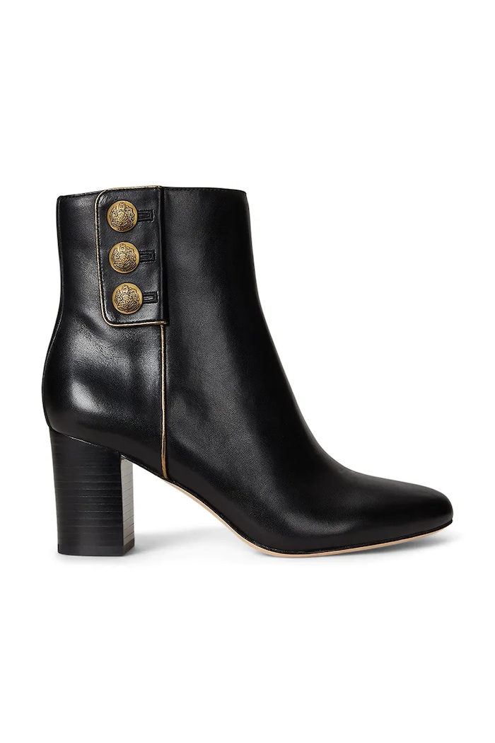 Kožne gležnjače Lauren Ralph Lauren Kenndi Bt Hl zrnata koža crna 802980065001.001