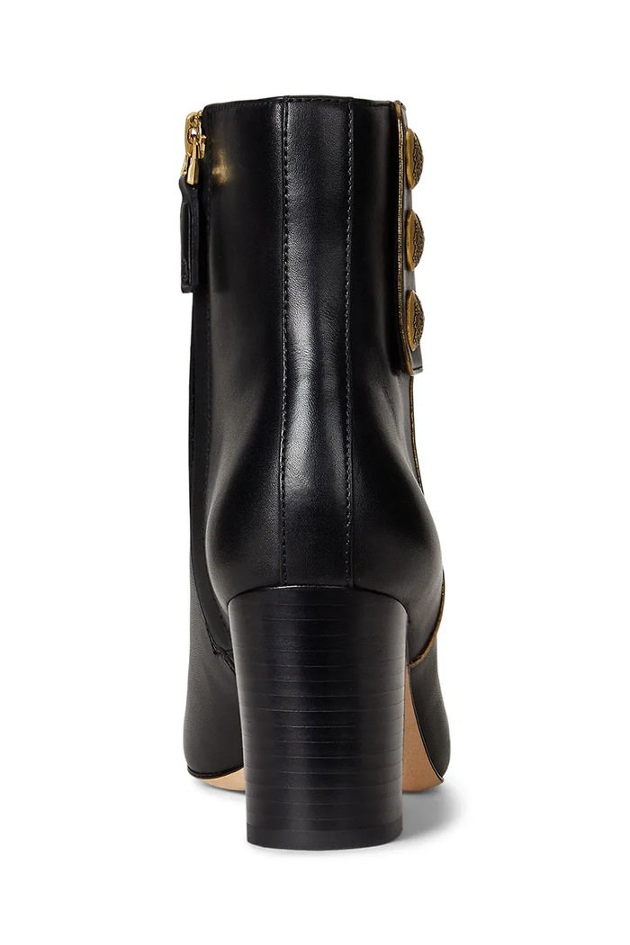 Cipők Lauren Ralph Lauren bőr csizma Kenndi Bt Hl 802980065001.001 fekete