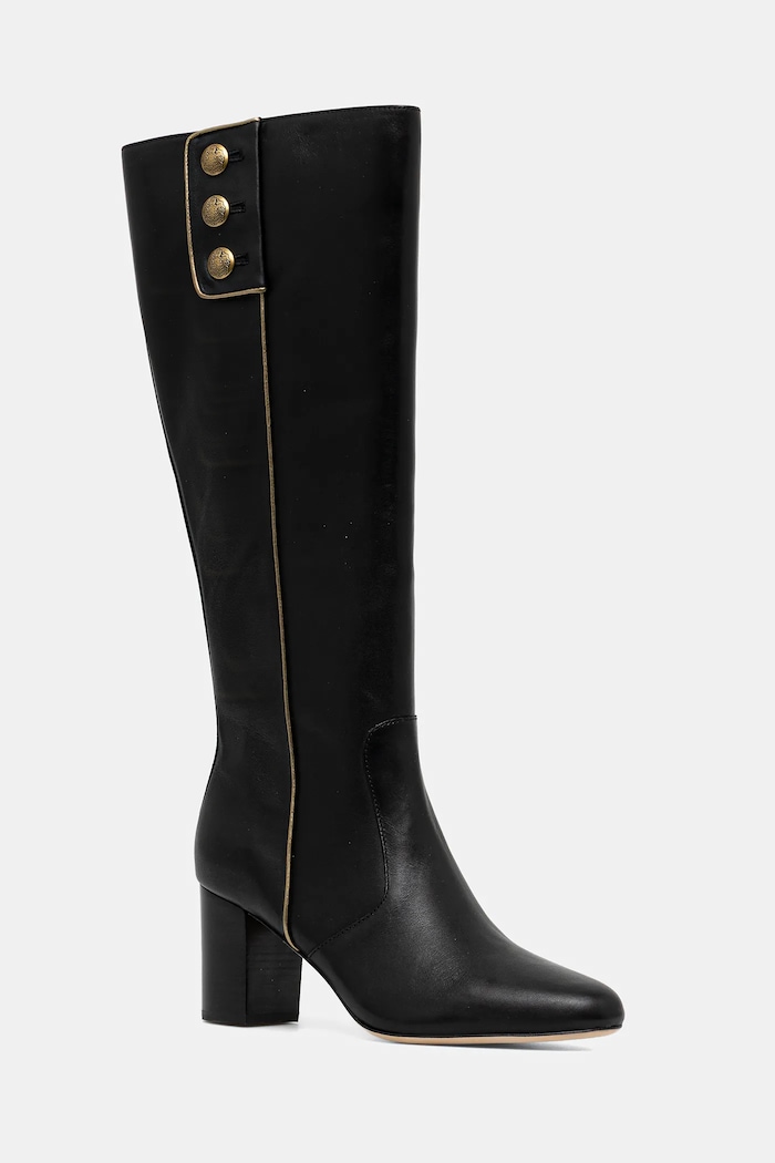 Lauren Ralph Lauren kozaki skórzane Kenndi Tl Hl słupek czarny 802980067001.001